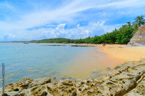 View of Espelho Beach  a famous tourist destination of the coast of Porto Seguro  Bahia state  Brazil.
