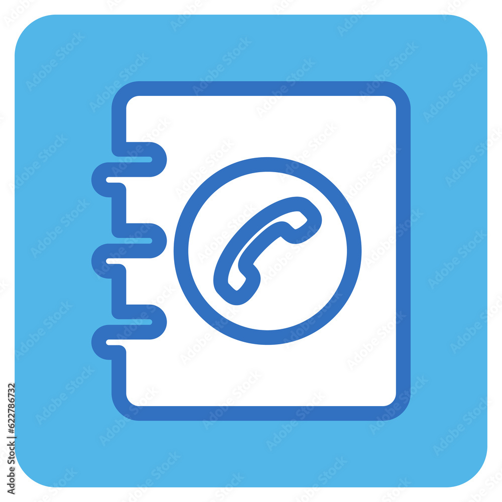 telephone directory flat icon in blue square. telephone directory flat icon in blue square.