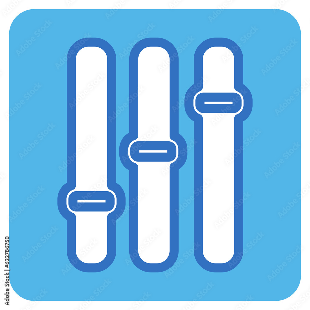 sound mixer flat icon in blue square.