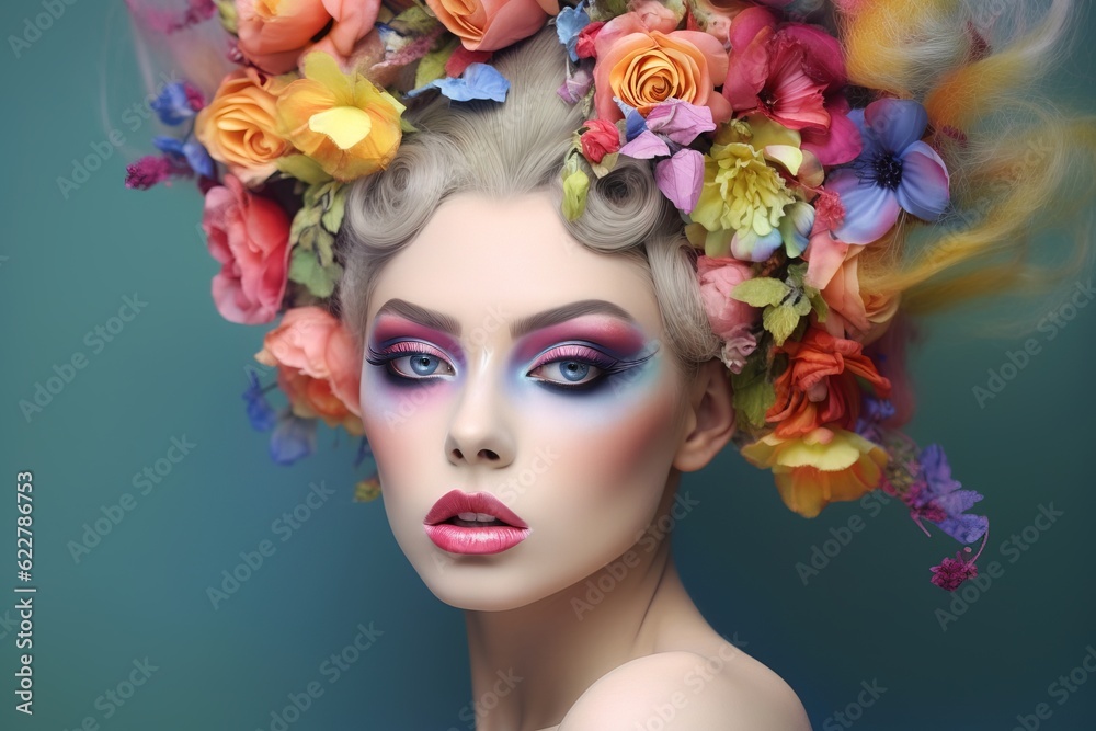 Fashion portrait of woman with bright make up. Concept of fashion and beauty.