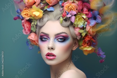 Fashion portrait of woman with bright make up. Concept of fashion and beauty. © nuclear_lily