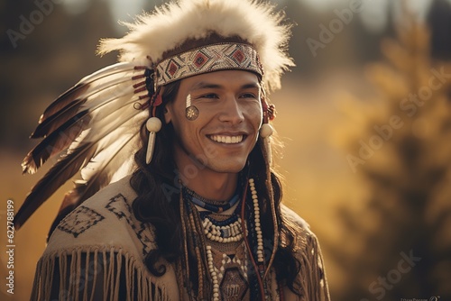 Canvastavla Native American. Portrait of Indian young man.