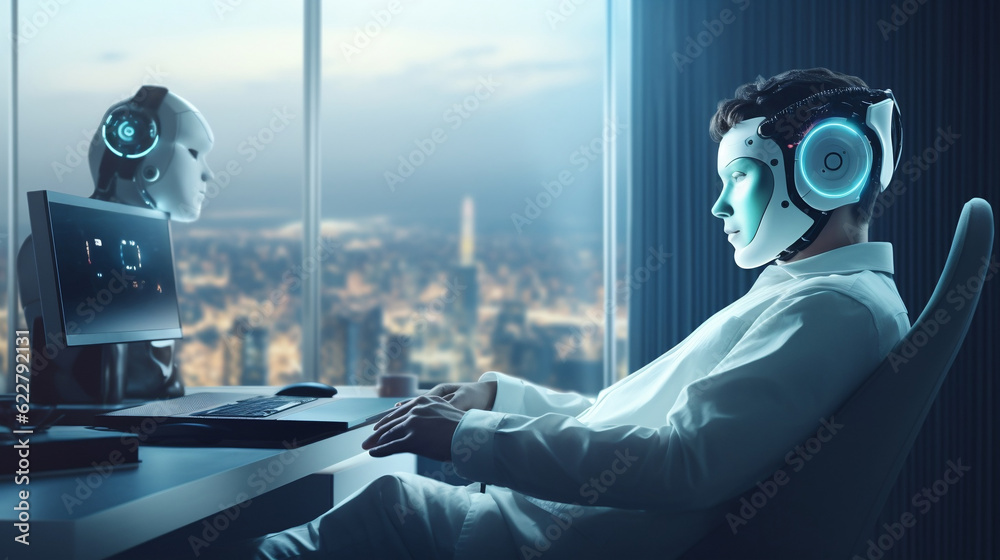Chatbot Chat with AI, Artificial Intelligence. Robot using technology smart robot AI, Generative Ai