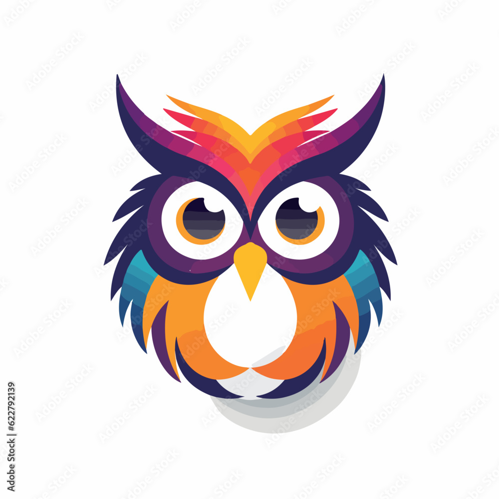 Owl - vector illustration. Icon, logo design in carton doodle style. 2d flat image.