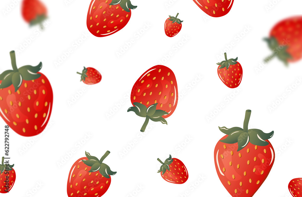 juicy strawberries isolated on transparent background. Fruit flying blurry great for advertising. Illustration juicy strawberries isolated on transparent background. Fruit flying blurry great for advertising. Illustration