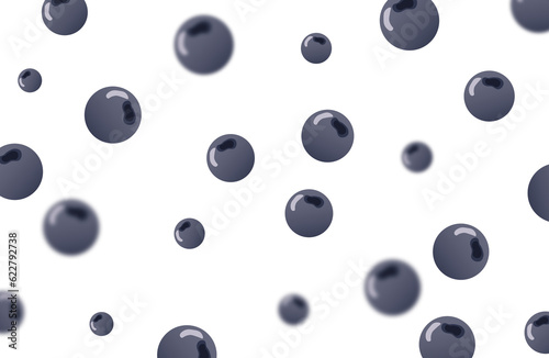 juicy blueberries isolated on transparent background. Flying fruit out of focus great for advertising. Illustration 