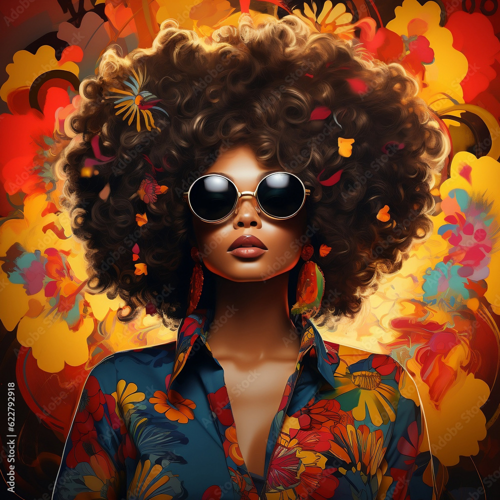 black woman with deep look and afro pop art style Stock Illustration ...