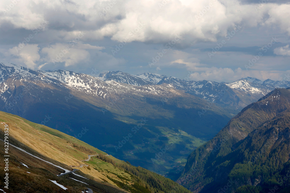 Summer Alps mountain view from Grossglockner High Alpine Road