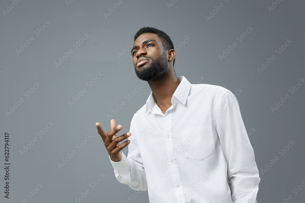man happy american white black copy shirt space young smile standing studio african man happy american white black copy shirt space young smile standing studio african