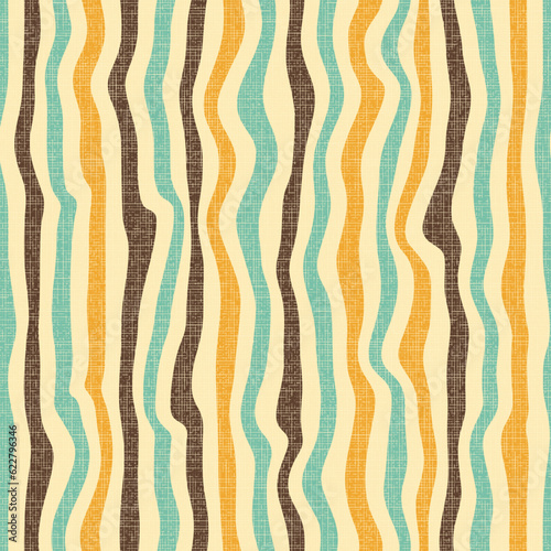 TEXTURED BEIGE YELLOW VECTOR SEAMLESS BACKGROUND WITH MULTICOLORED WAVY LINES