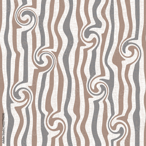 TEXTURED BEIGE VECTOR SEAMLESS BACKGROUND WITH MULTICOLORED VERTICAL WAVY STRIPES AND CURLS