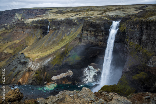 Famous Haifoss waterfall in southern Iceland.