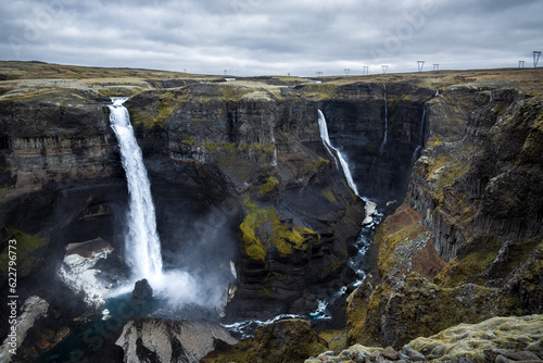 Famous Haifoss waterfall in southern Iceland.
