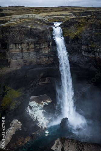 Famous Haifoss waterfall in southern Iceland.