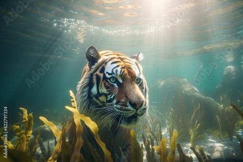 tiger under the sea ultra realistic  Generative AI