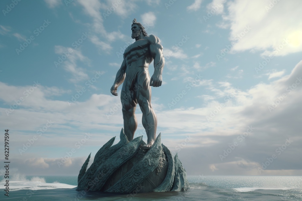 giant statue under the sea ultra realistic, Generative AI