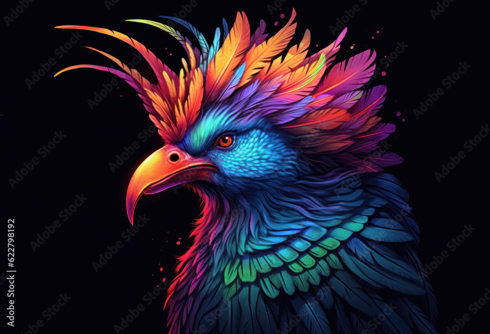 Colorful exotic bird with vibrant feathers