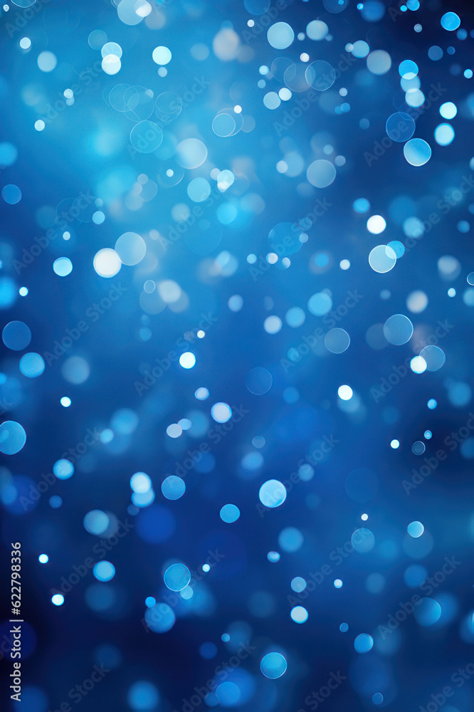Vertical abstract blue background with bokeh and sparkles. AI generative.