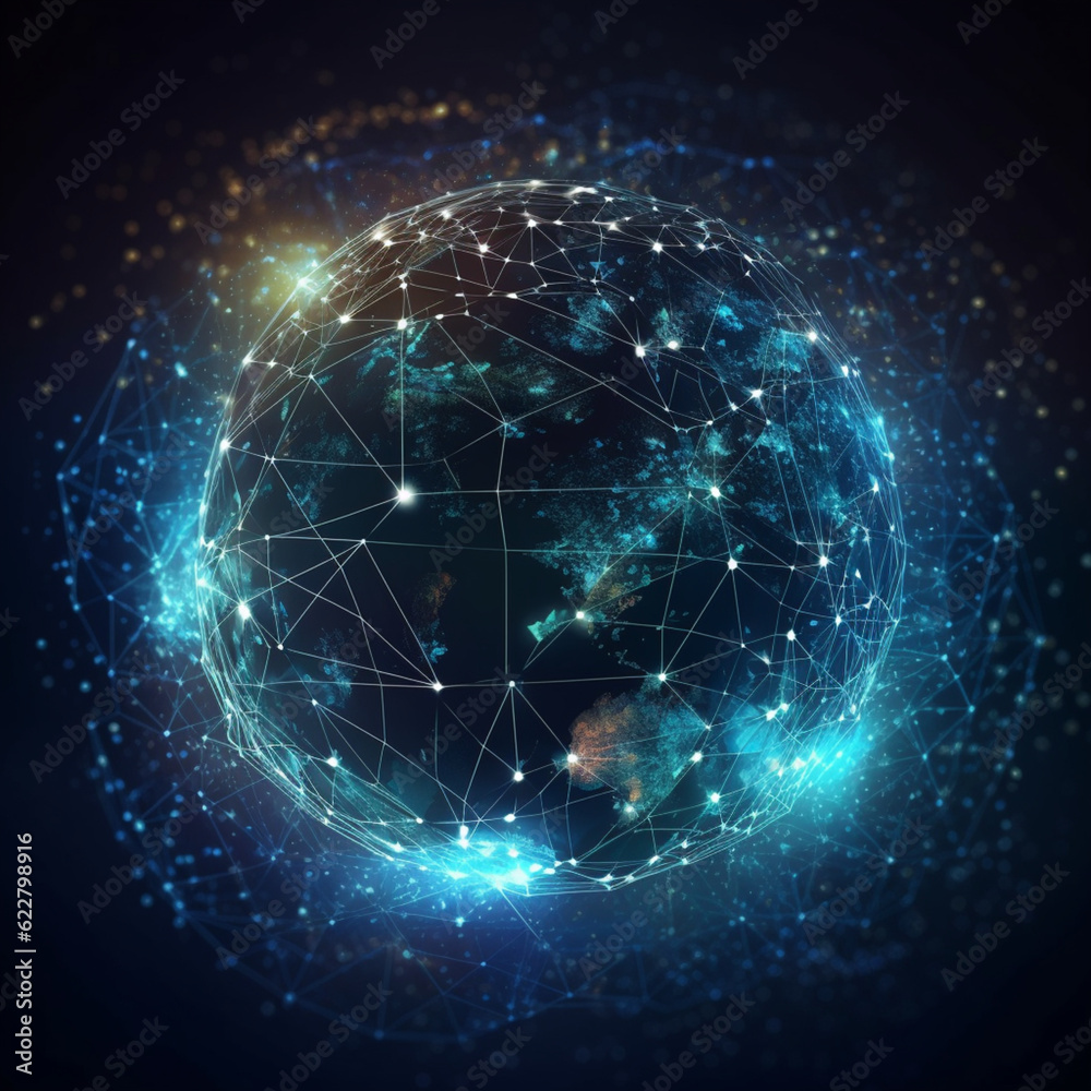 Global business network, digital technology, data exchange concept. Business Intelligence and cloud computing, digital marketing, data processing and blockchain technology