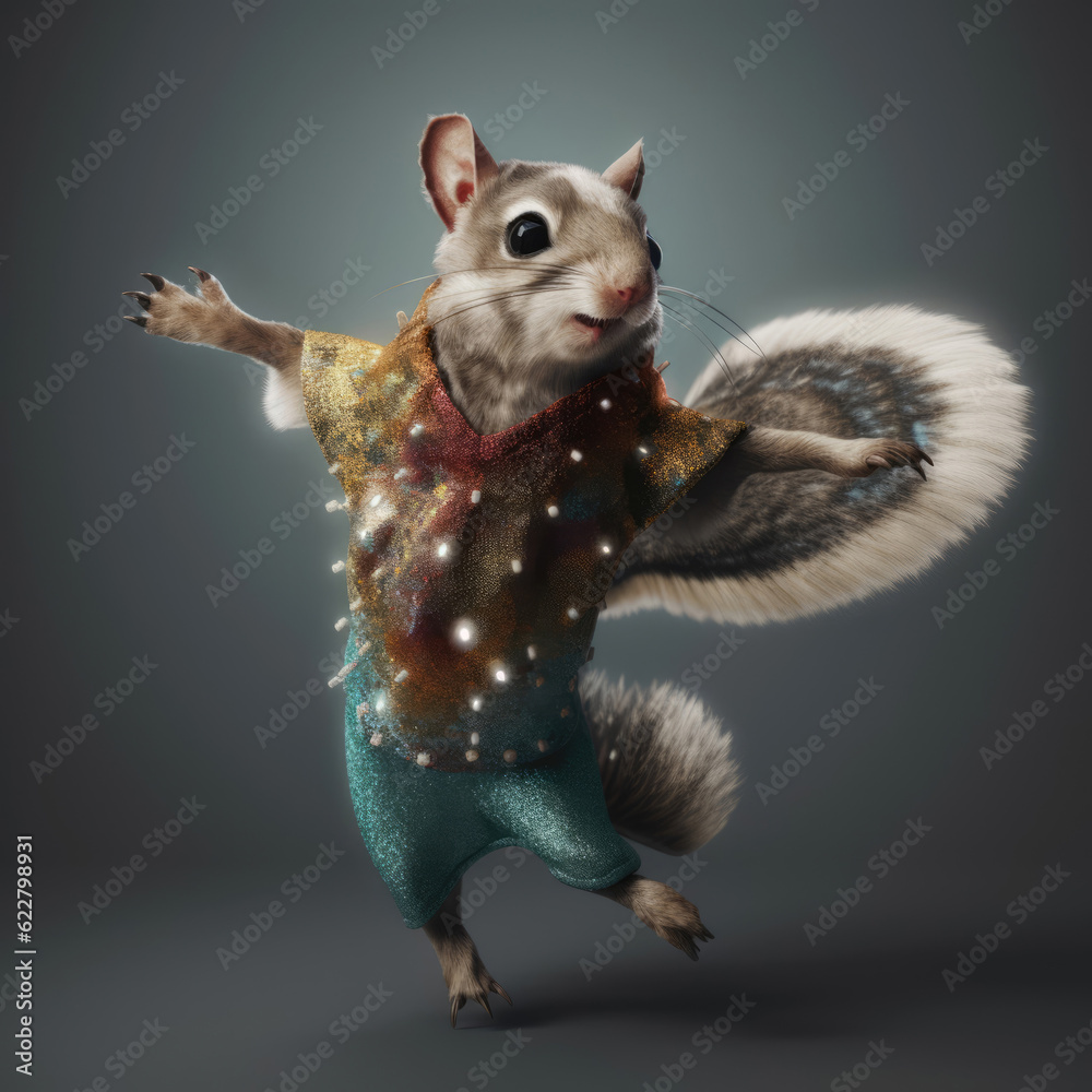 Dancing squirrel dressed in disco style Dancing squirrel dressed in disco style