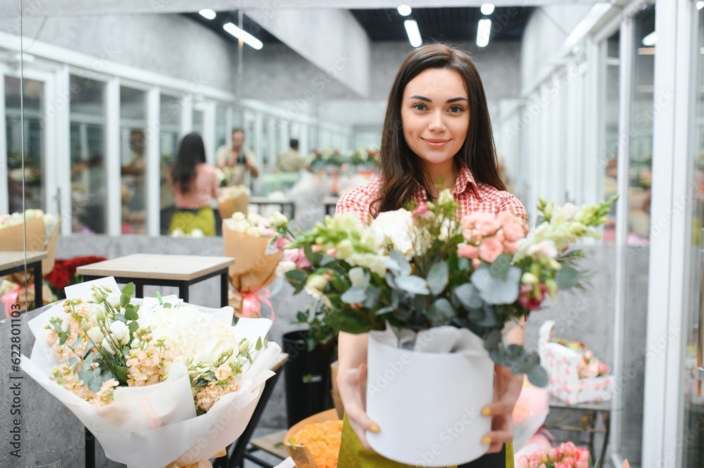 Smiling Woman Florist Small Business Flower Shop Owner