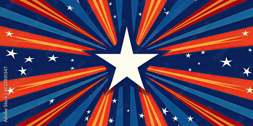 Fototapeta premium large star on a stylized american flag background Generative AI