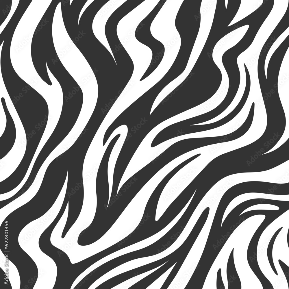 Black and white zebra print. Seamless pattern