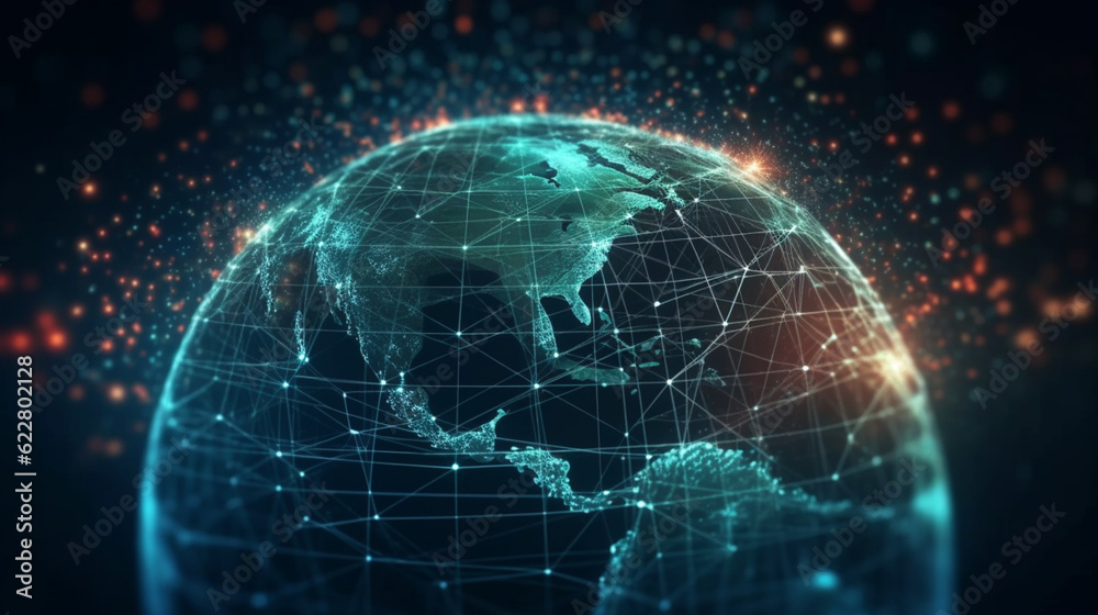 Global business network, digital technology, data exchange concept. Business Intelligence and cloud computing, digital marketing, data processing and blockchain technology