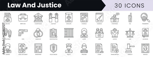 Vászonkép Set of outline law and justice icons