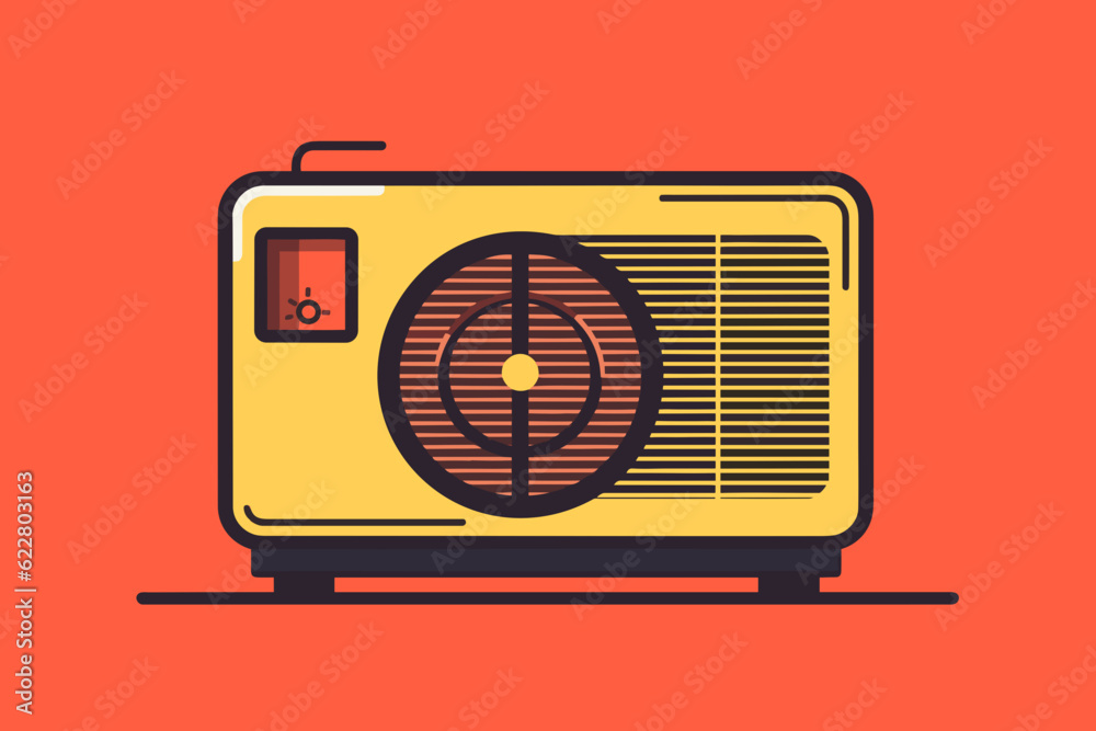 Doodle inspired Heat Pump, cartoon sticker, sketch, vector