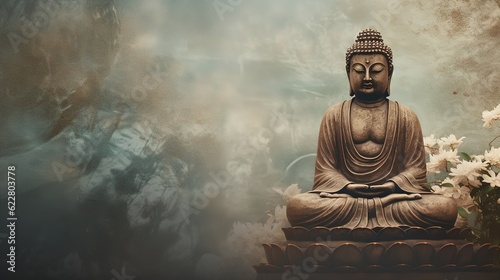 buddha statue with copy space. mediation concept. AI generation