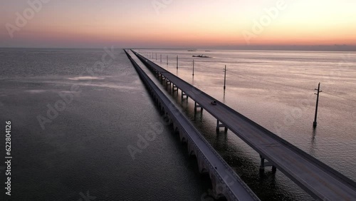 Wallpaper Mural Aerial shot of the Seven Mile Bridge in Florida at Twilight. The bridge connects the Florida Keys on the way to Key West Torontodigital.ca