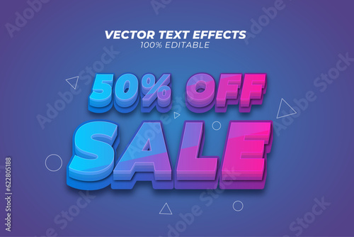 50 percent off sale text effect template