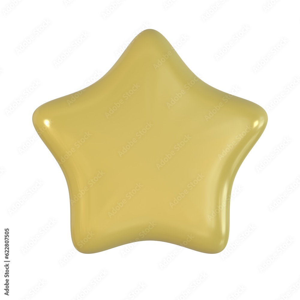 3D  yellow star icon isolated on white background. stars glossy colors. 3D rendering illustration. Minimal cartoon style.