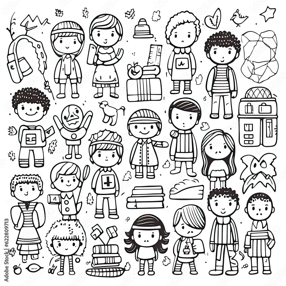 coloring page cute Stick Figures