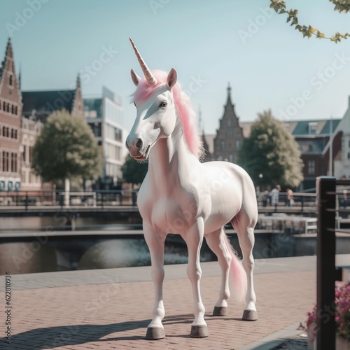 Unicorn in Amsterdam made with generative ai 
