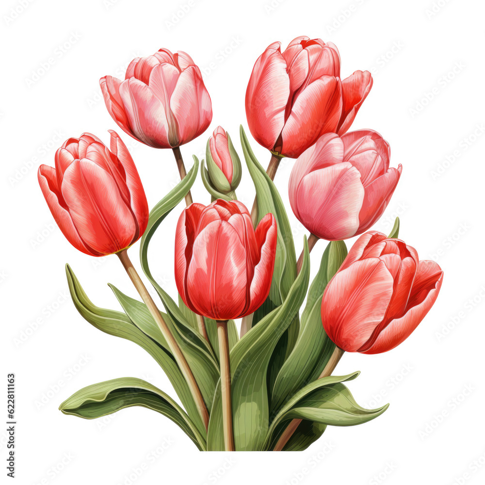 PNG flower tulips isolated transparent background, generative ai