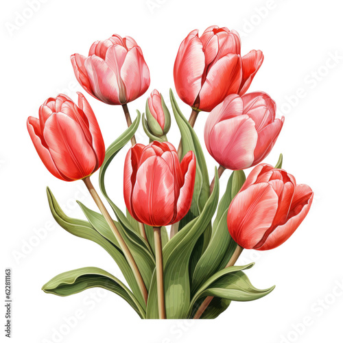 PNG flower tulips isolated transparent background  generative ai