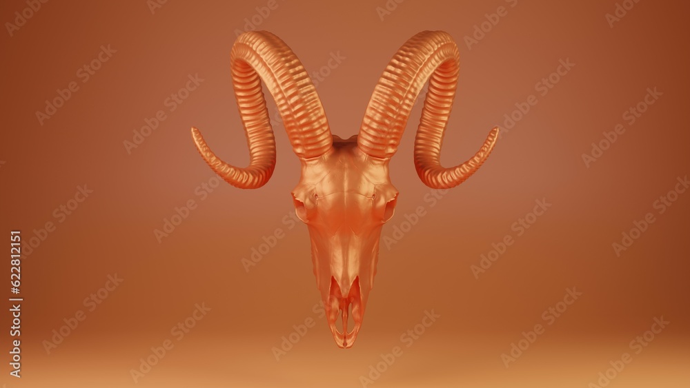 Fototapeta premium Ram skull 3d illustration. Modern illustration. 3d render, concept art