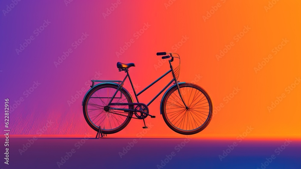  a bike is shown against a multicolored background with a rainbow.  generative ai