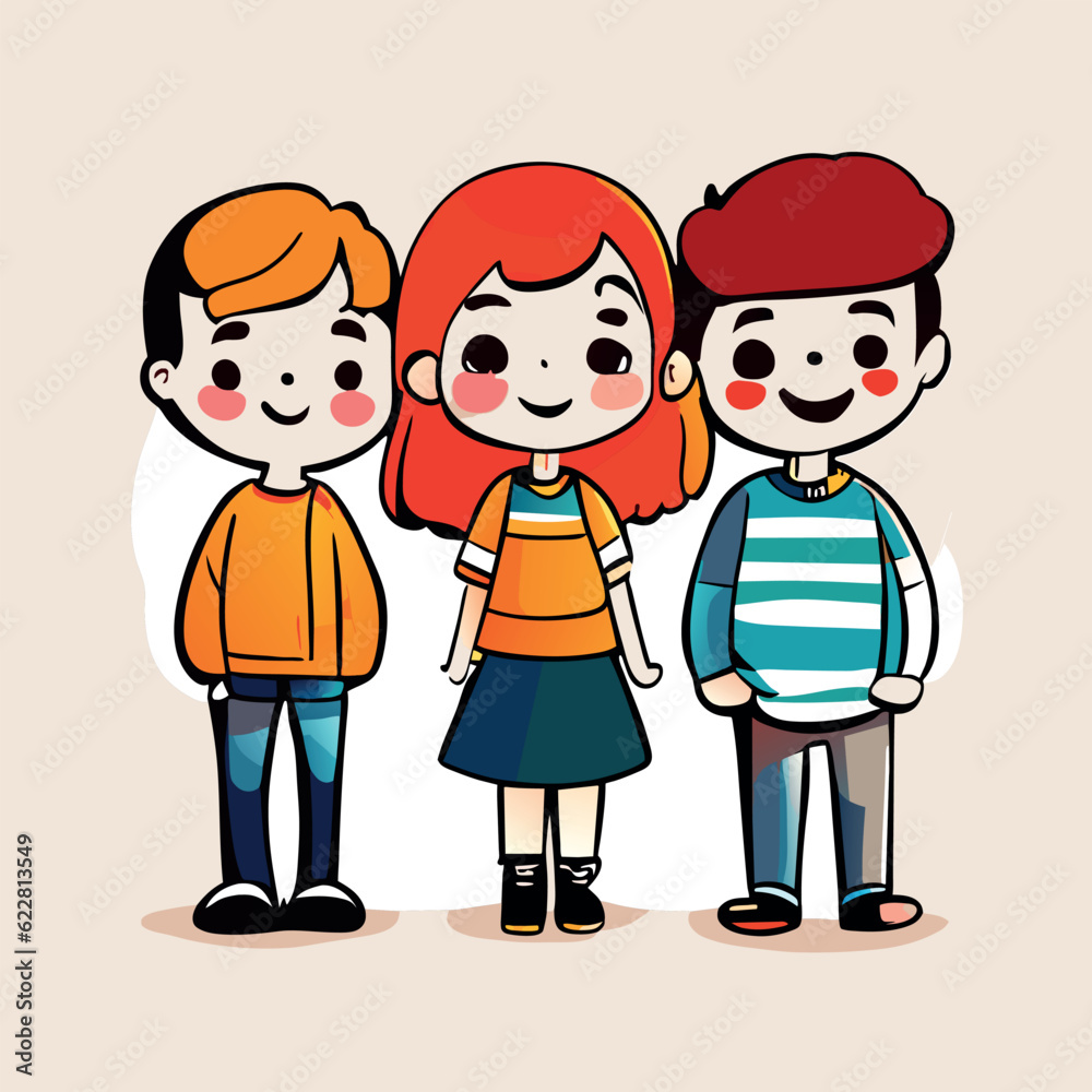 Cartoon and Illustration Friendship Girls and Boys Cartoon and Illustration Friendship Girls and Boys