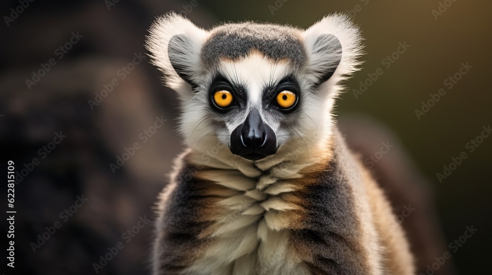 Close view of ring tailed lemur. Created with Generative Ai technology. Close view of ring tailed lemur. Created with Generative Ai technology.