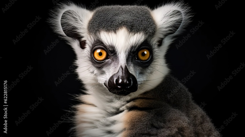 Fototapeta premium Close view of ring tailed lemur. Created with Generative Ai technology.