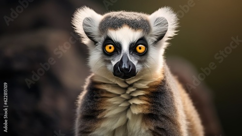 Close view of ring tailed lemur. Created with Generative Ai technology.