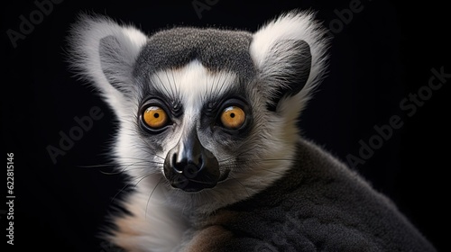 Close view of ring tailed lemur. Created with Generative Ai technology.