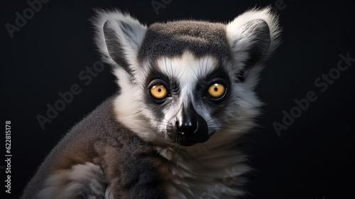 Close view of ring tailed lemur. Created with Generative Ai technology.