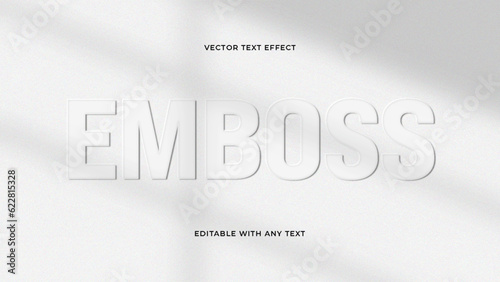 Editable 3D White Cutout Emboss Text Effect Style. Vector Illustration Template.