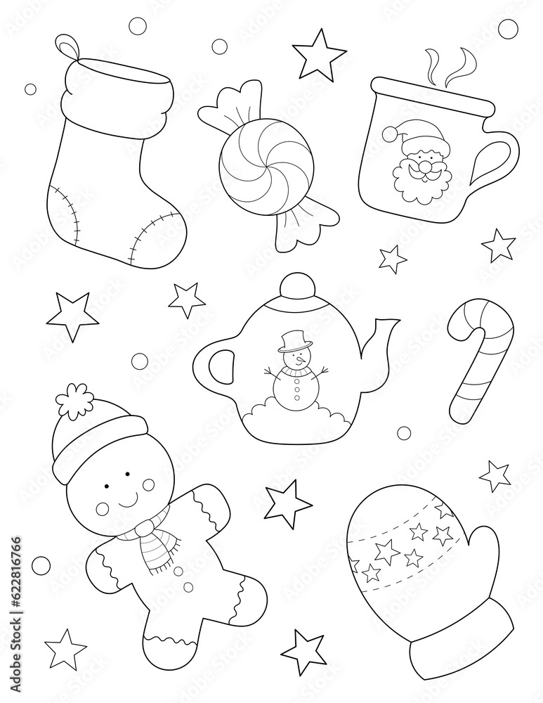 cute christmas things coloring page. you can print it on 8.5x11 inch ...