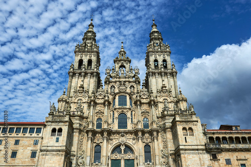 facade of the cathedral of Santiago de Compostela in baroque style