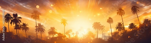 palm trees and sun generative AI